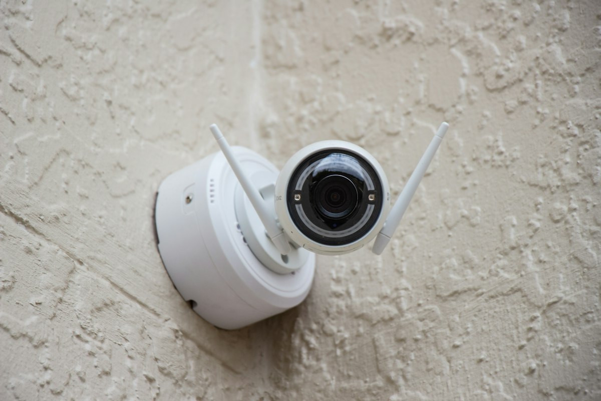 CCTV camera on the front of a building
